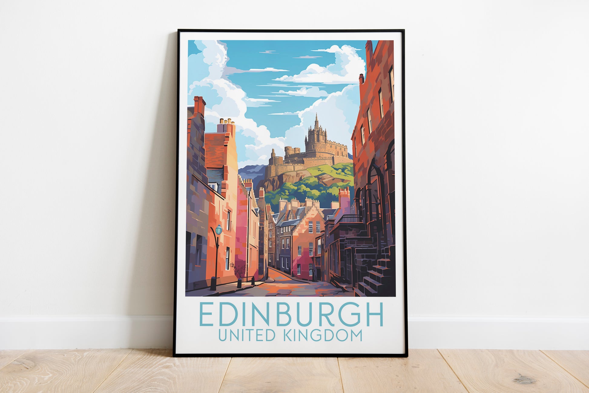 edinburgh travel poster on the ground united kingdom