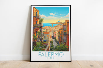 palermo travel poster on the ground italy