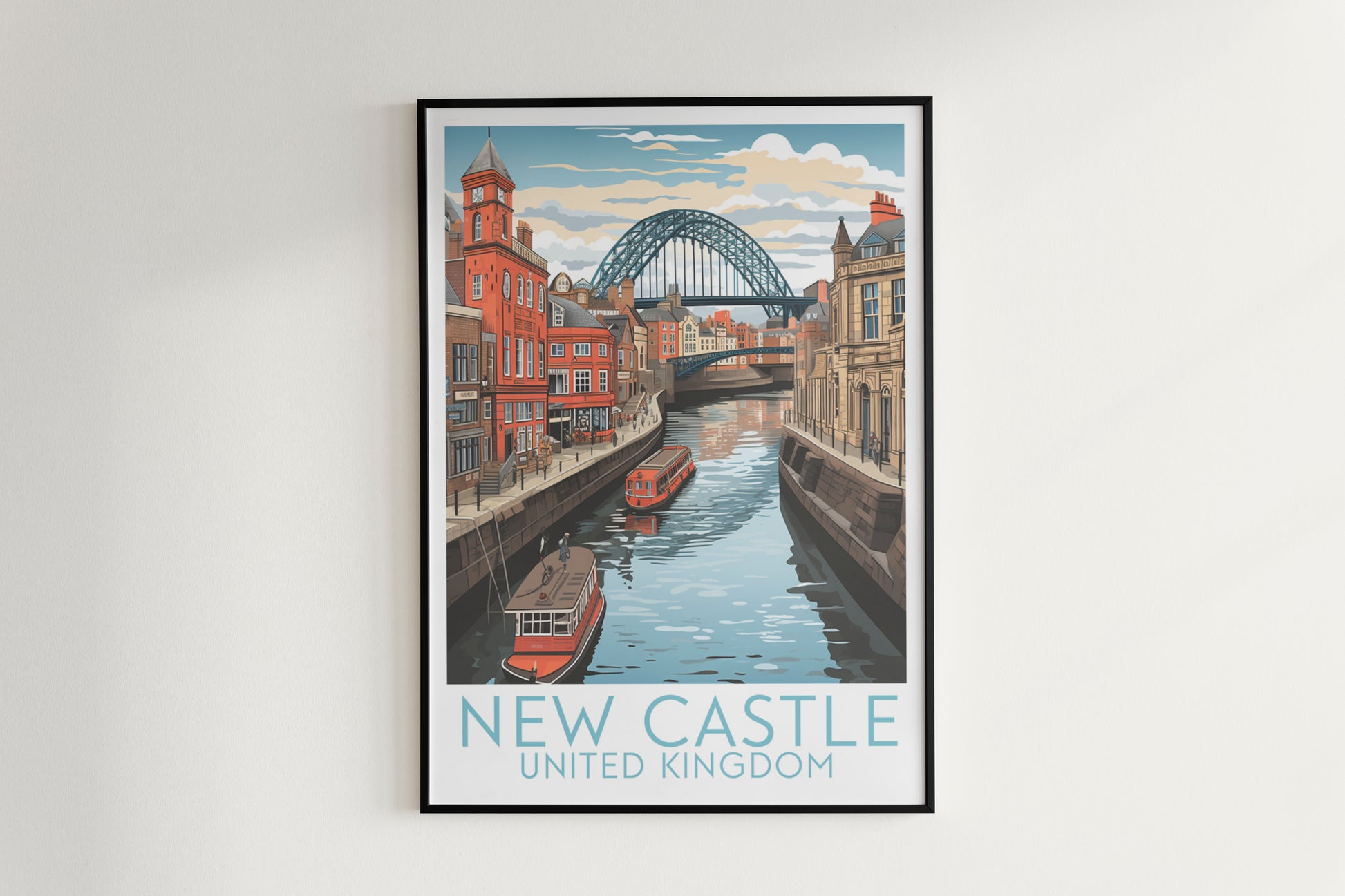 new castle travel poster hanged on the wall united kingdom