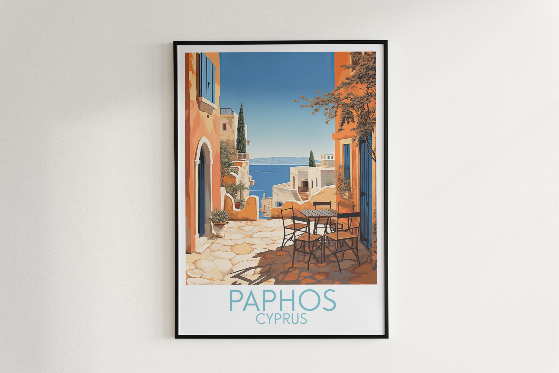 paphos travel poster hanged on the wall cyprus