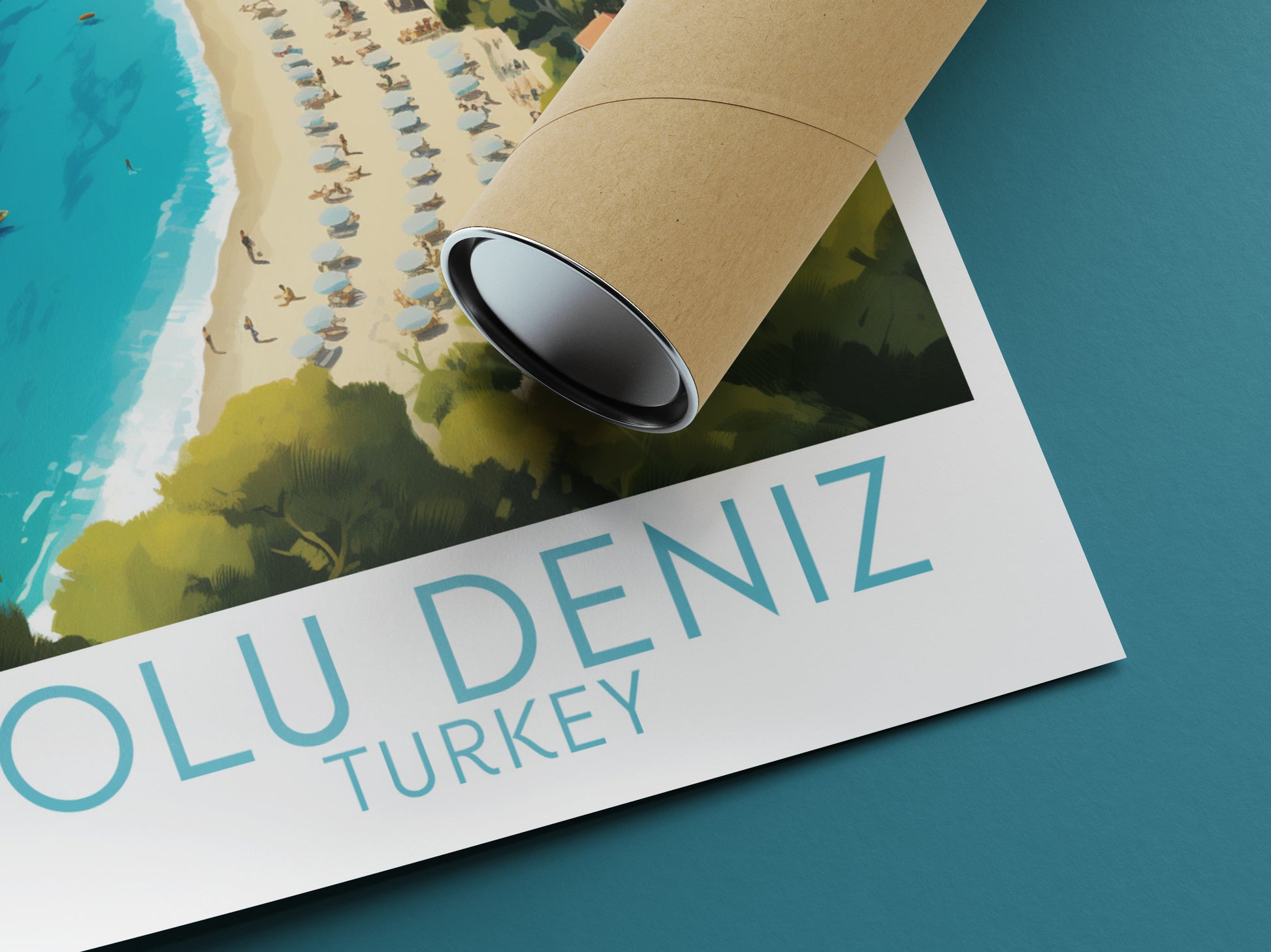 olu deniz travel poster rolled turkey