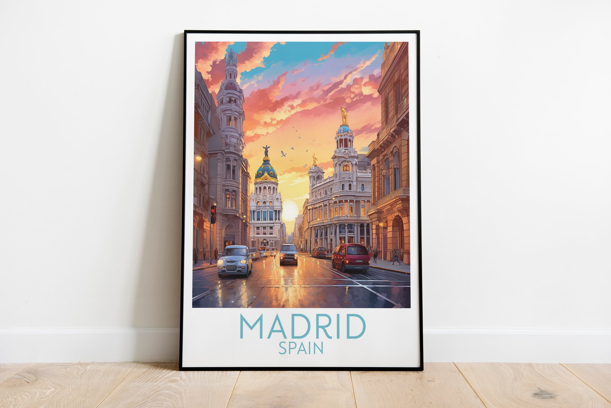 madrid travel poster on the ground spain