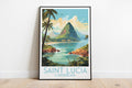 saint lucia travel poster on the ground caribbean