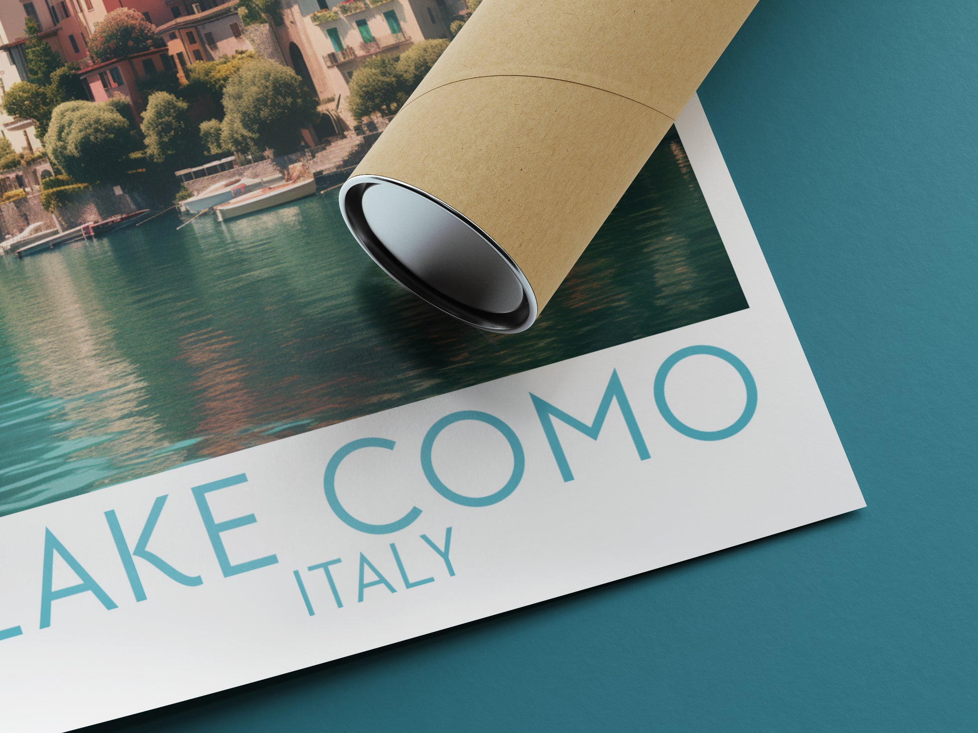 lake como travel poster rolled italy