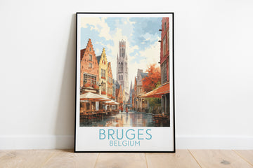 bruges travel poster on the ground belgium