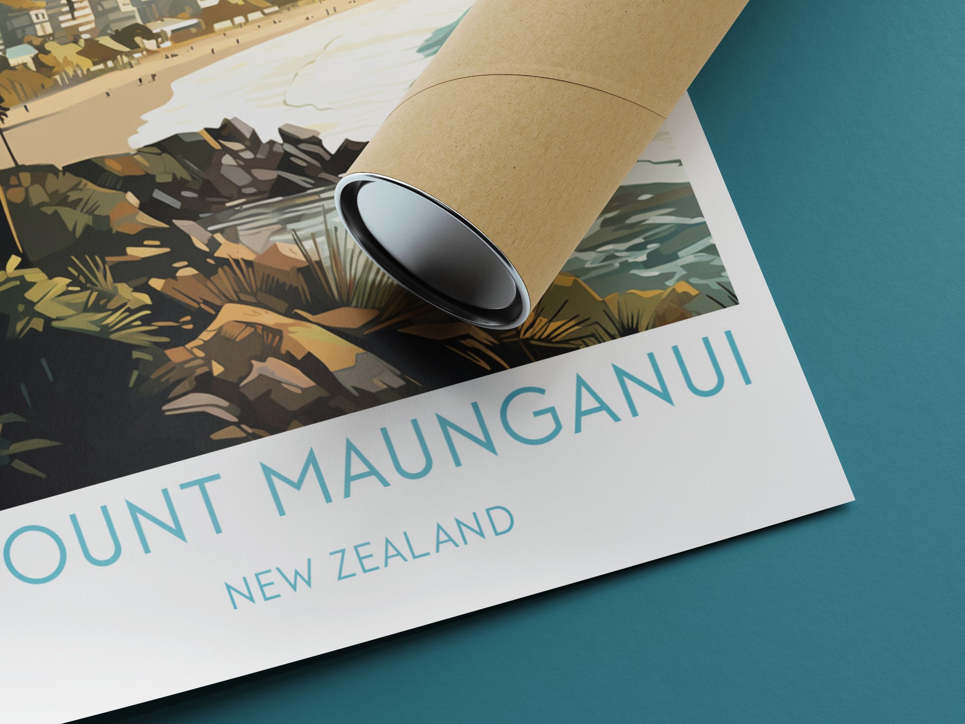 mount maunganui travel poster rolled new zealand