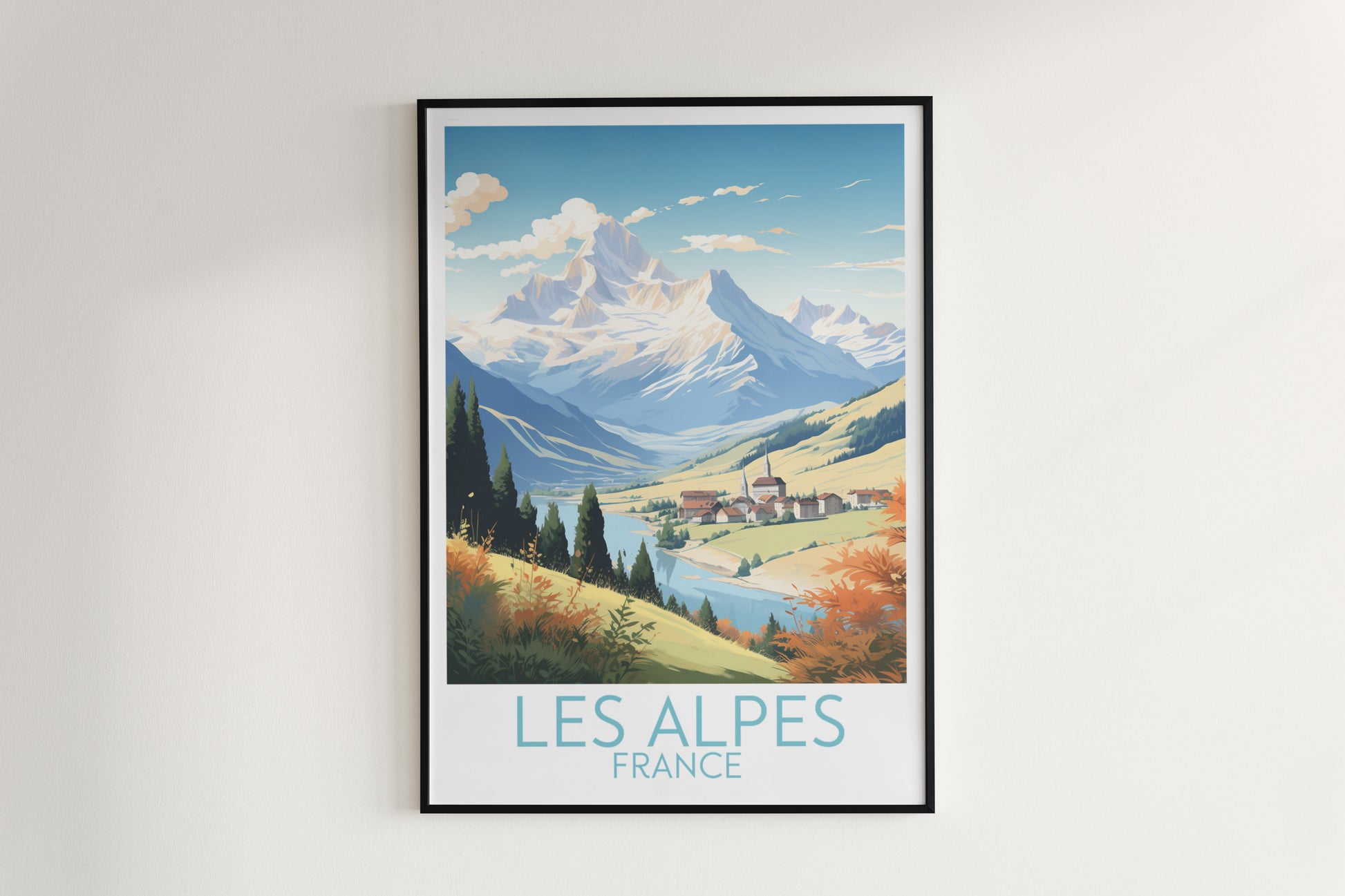 les alpes travel poster hanged on the wall france