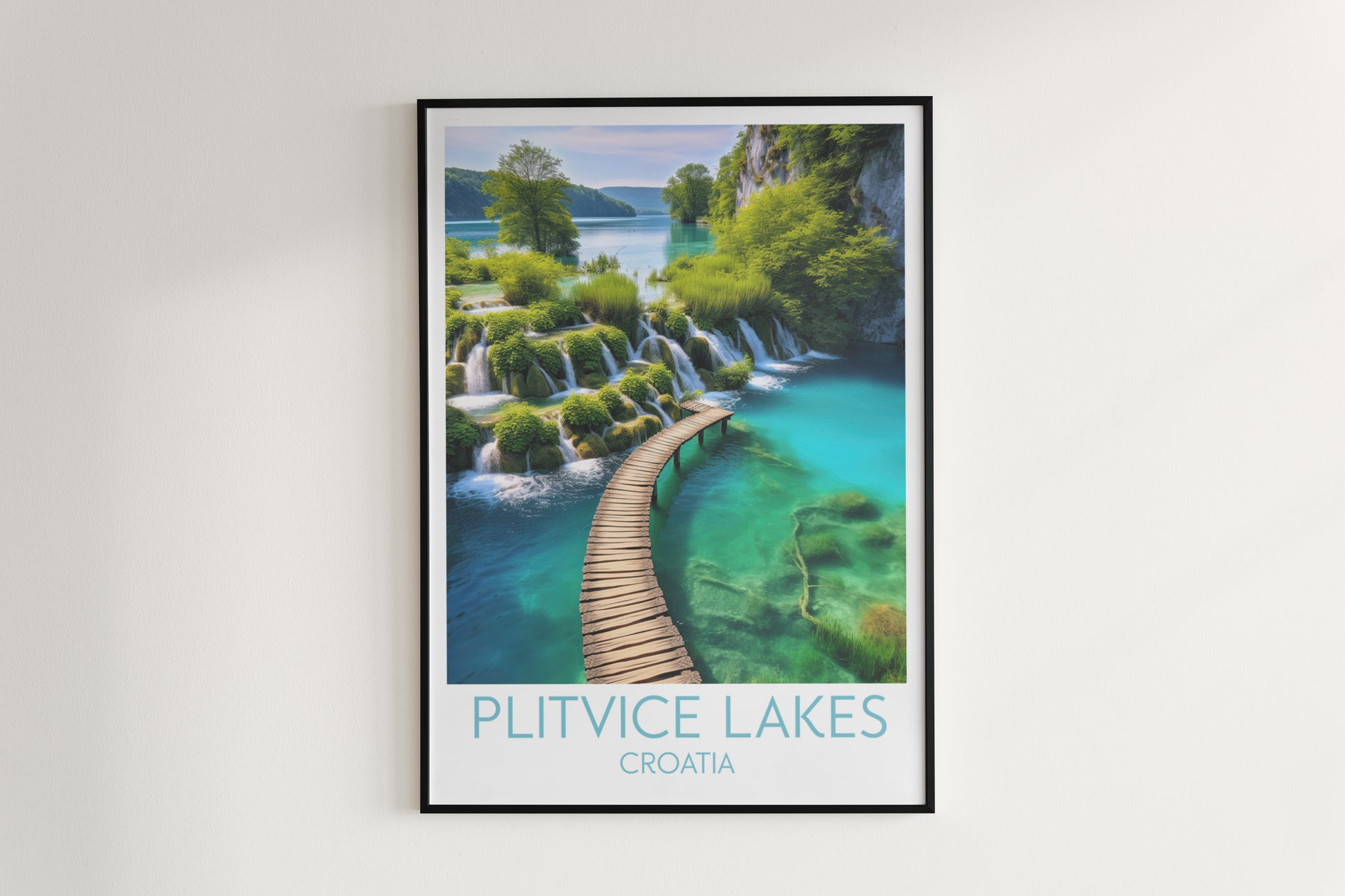 plitvice lakes travel poster hanged on the wall croatia