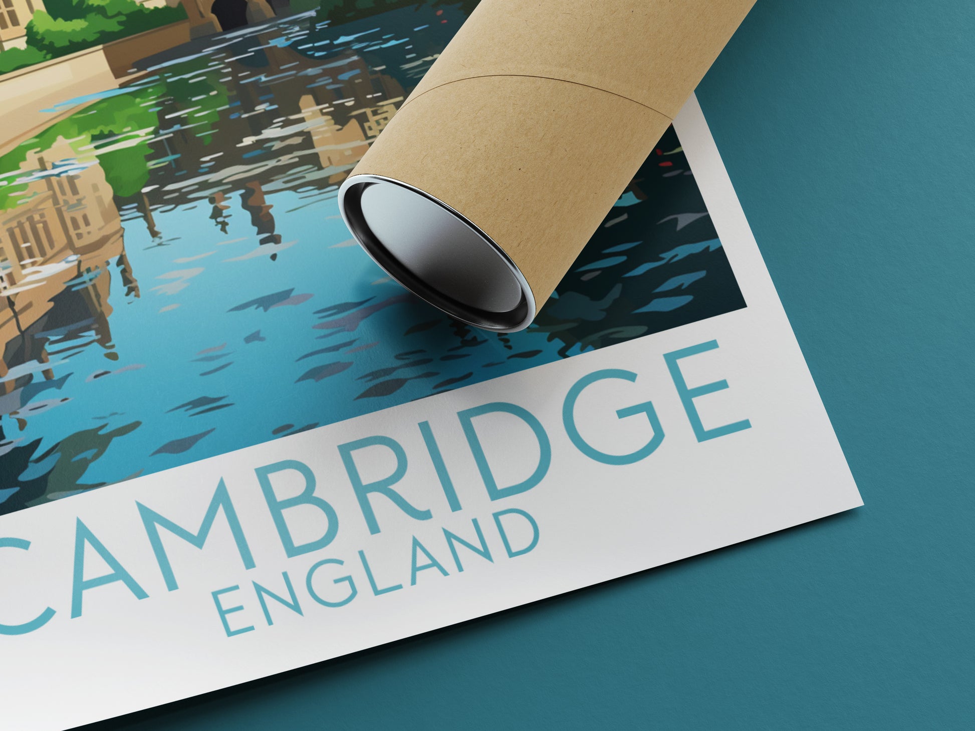 cambridge travel poster rolled england