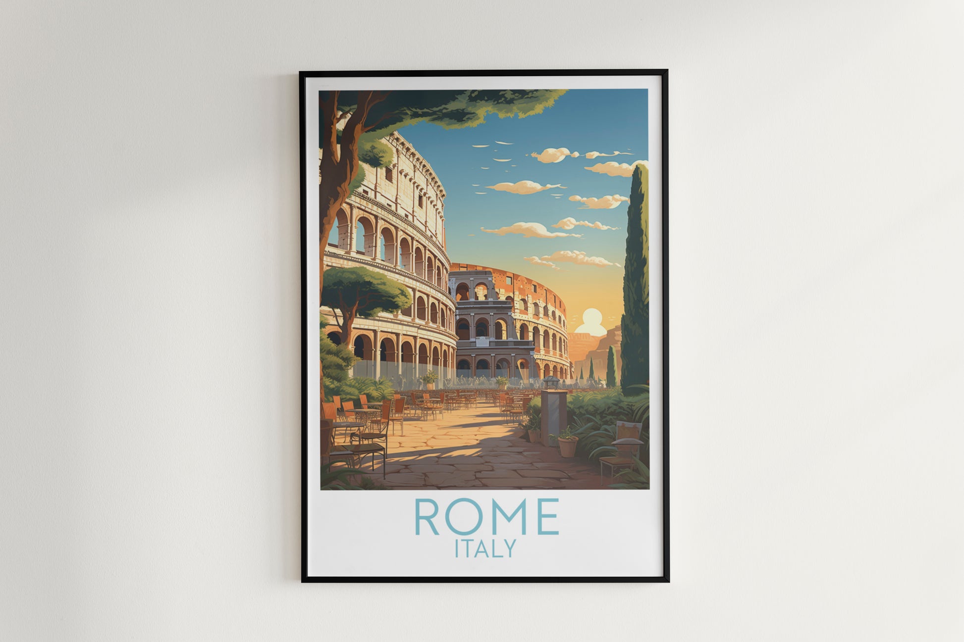 rome travel poster hanged on the wall italy