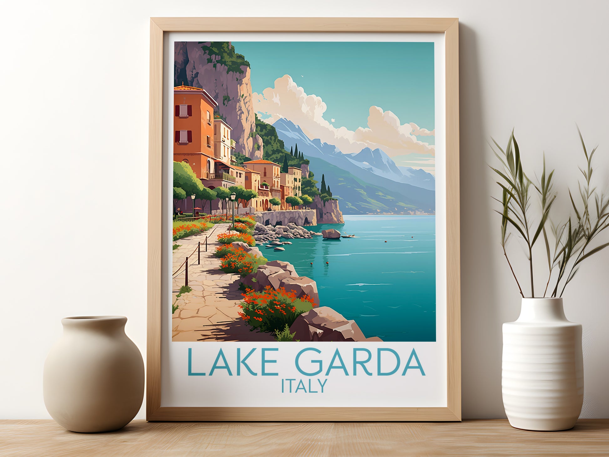 lake garda travel poster for kitchen italy