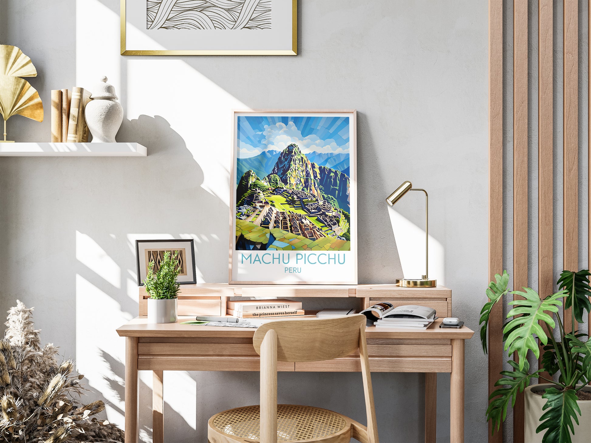 machu picchu travel poster for desk peru