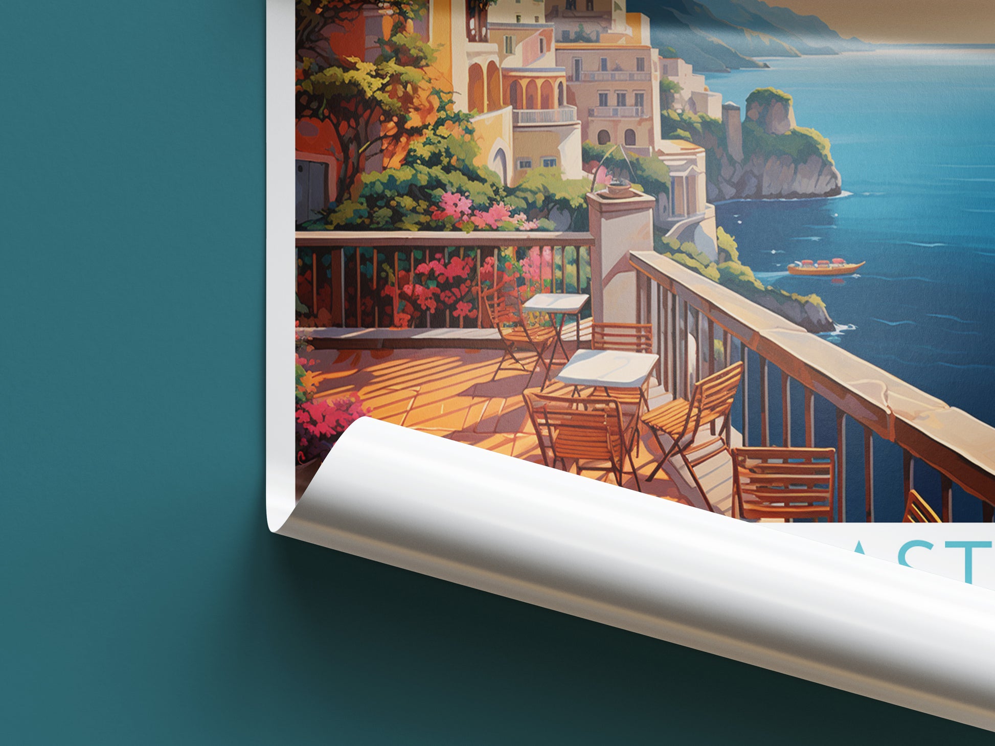 amalfi coast travel poster roll up italy