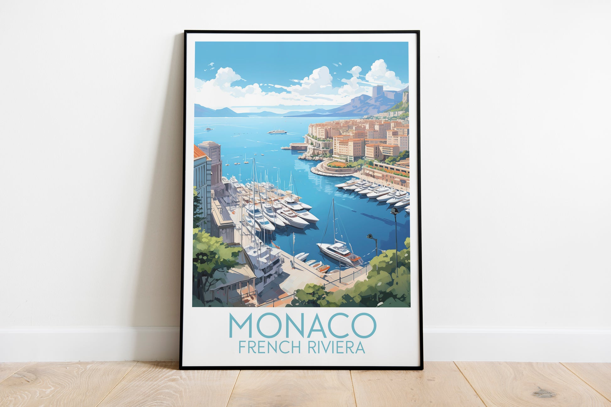 monaco travel poster on the ground french riviera