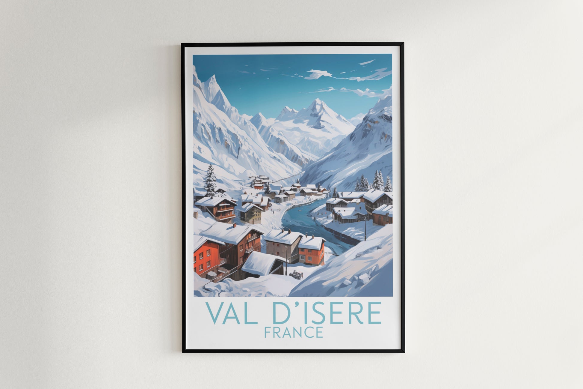 val disere travel poster hanged on the wall france