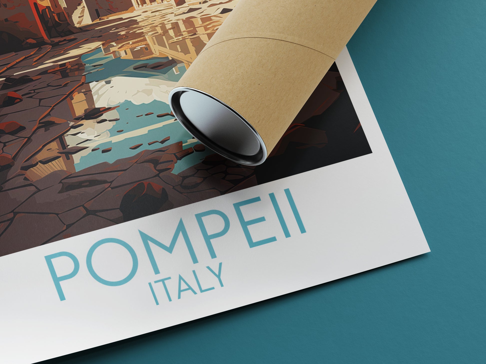 pompeii travel poster rolled italy