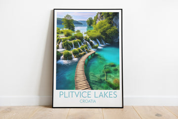 plitvice lakes travel poster on the ground croatia