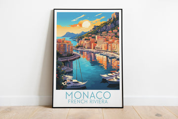 monaco travel poster on the ground french riviera