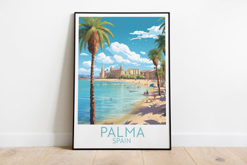 palma travel poster on the ground spain