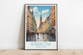 krakow travel poster on the ground poland