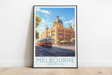 melbourne travel poster on the ground australia