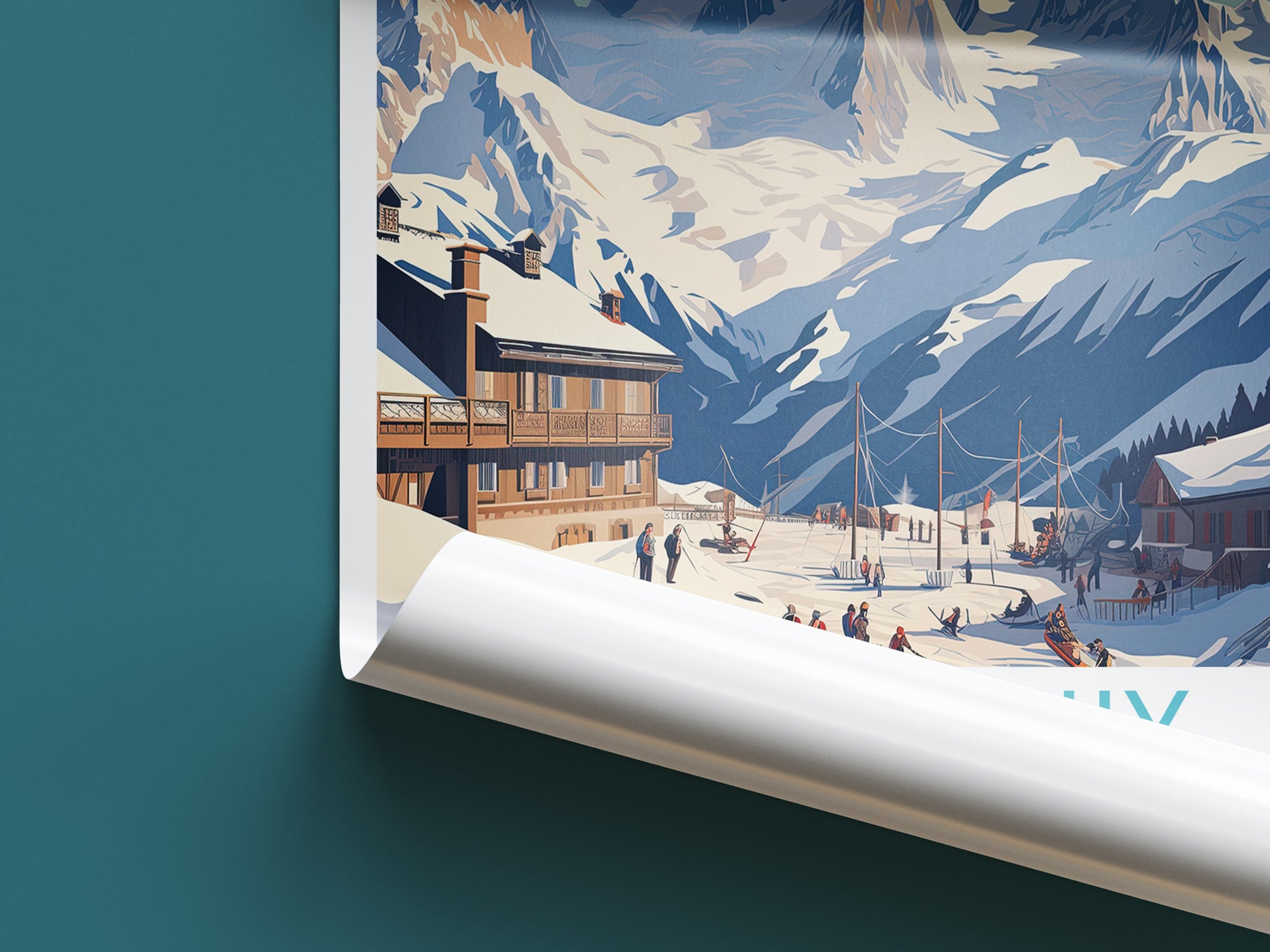 chamonix travel poster roll up france