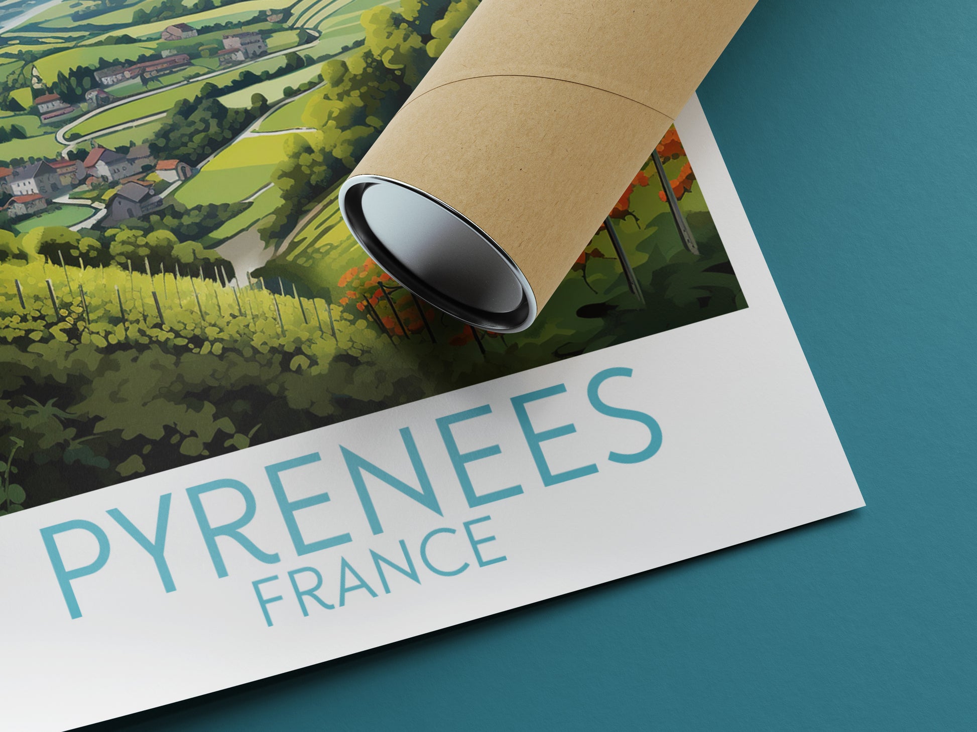 pyrenees travel poster rolled france