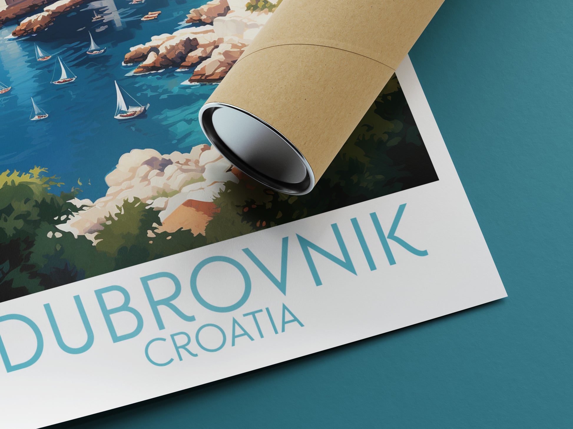 dubrovnik travel poster rolled croatia