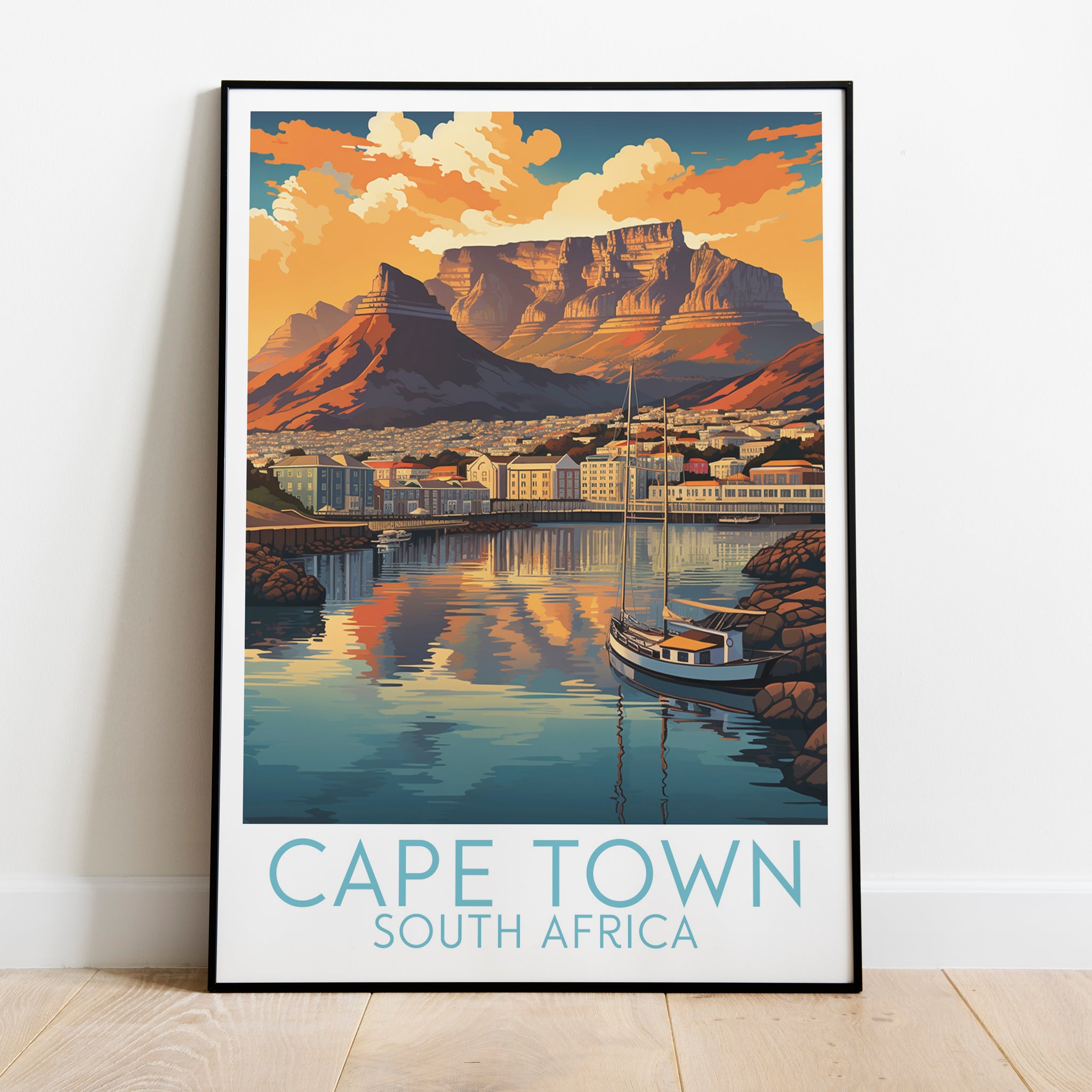 cape town travel poster on the ground south africa