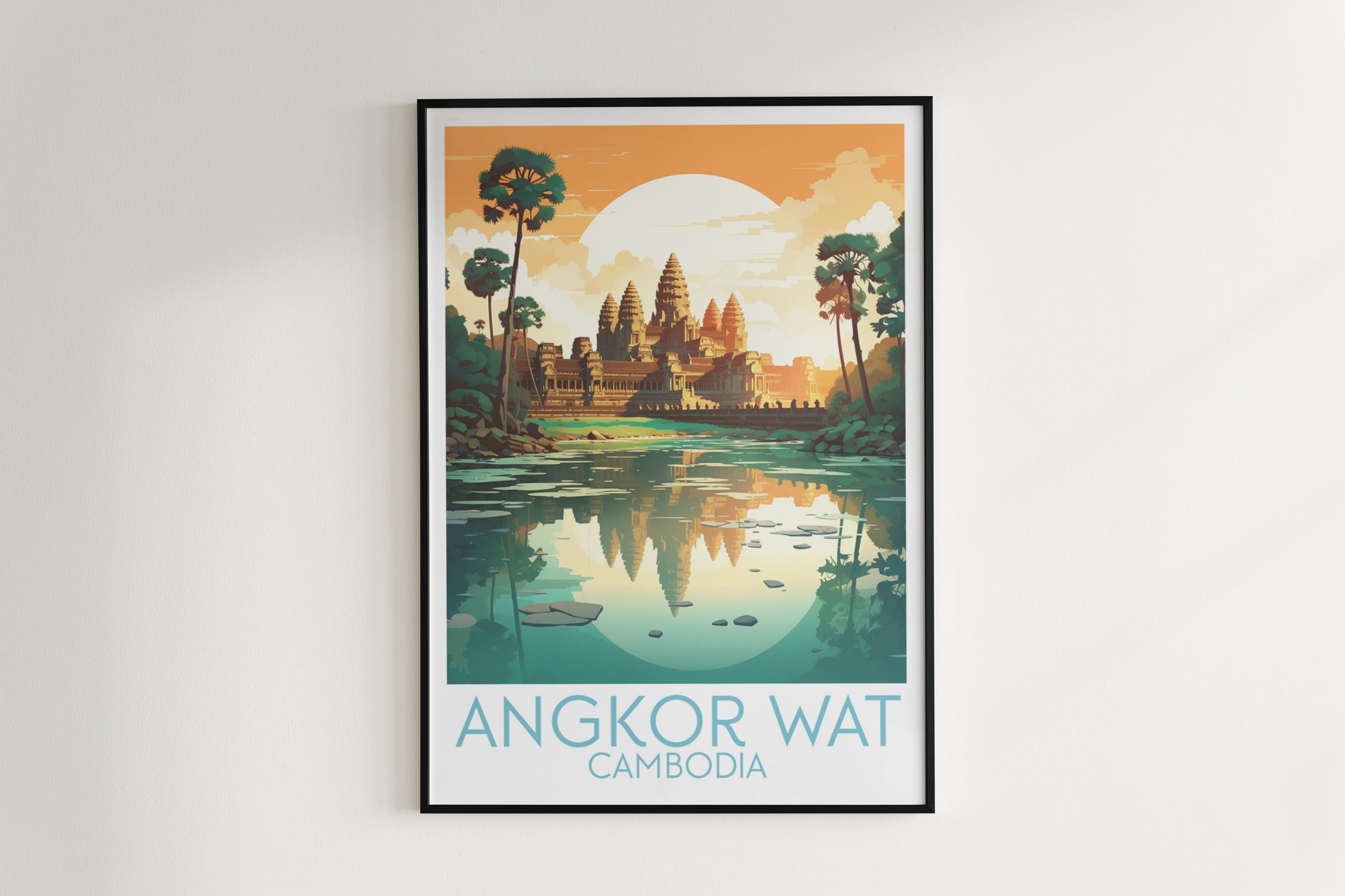 angkor wat travel poster hanged on the wall cambodia