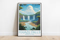 iguazu falls travel poster on the ground argentina