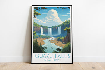 iguazu falls travel poster on the ground argentina