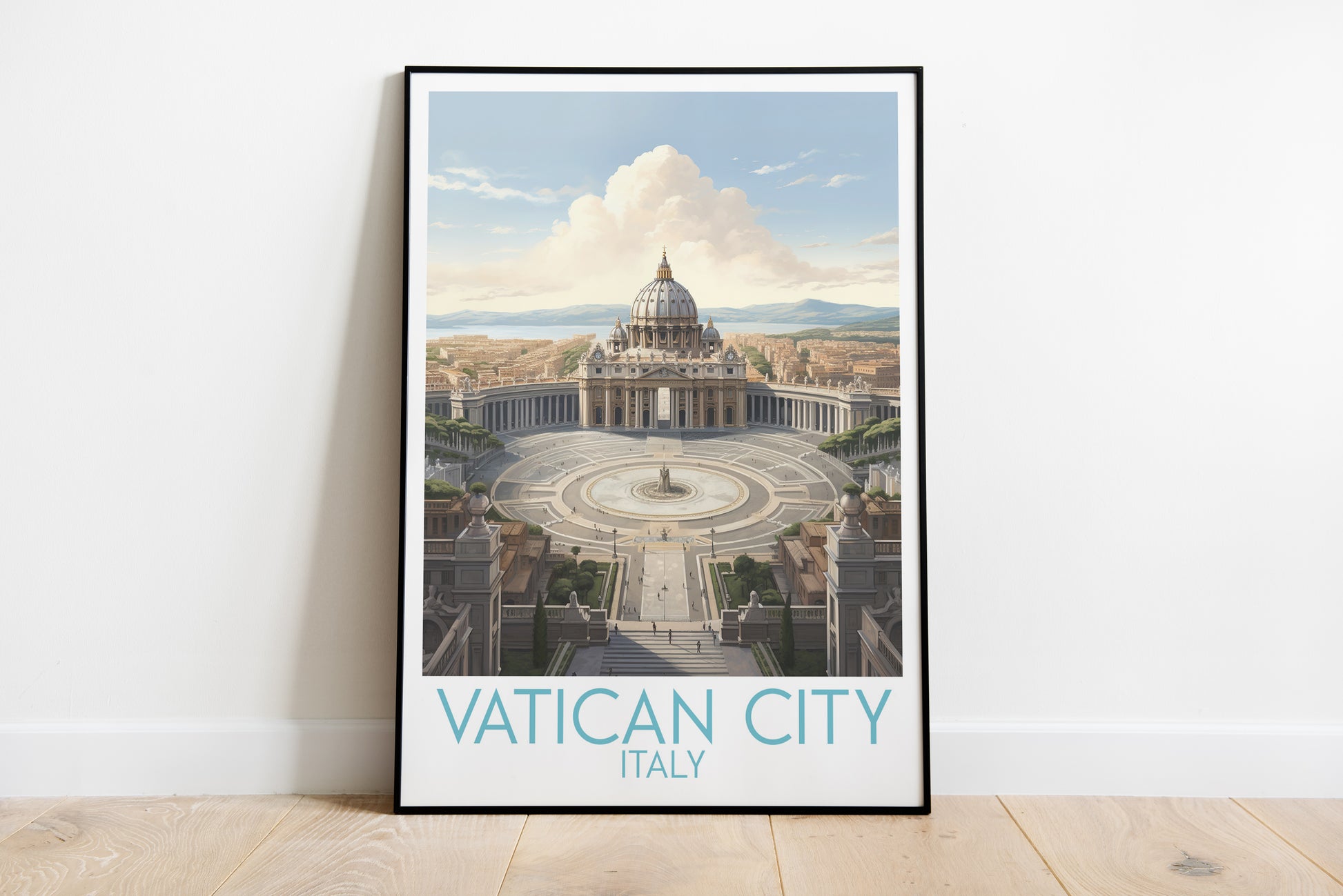 vatican city travel poster on the ground italy