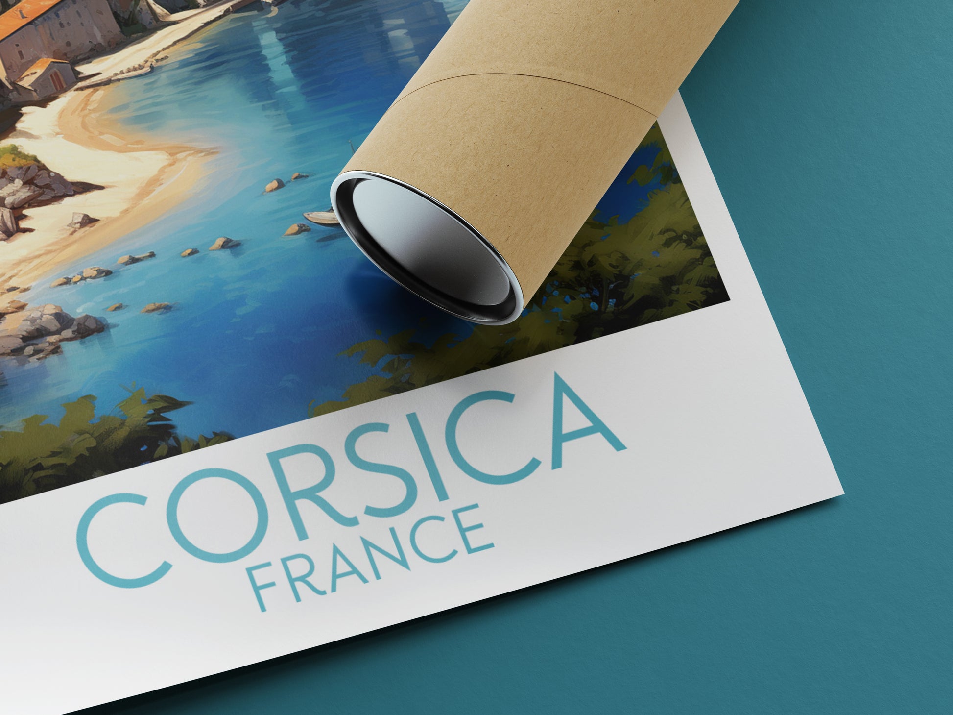 corsica travel poster rolled france