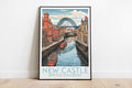 new castle travel poster on the ground united kingdom