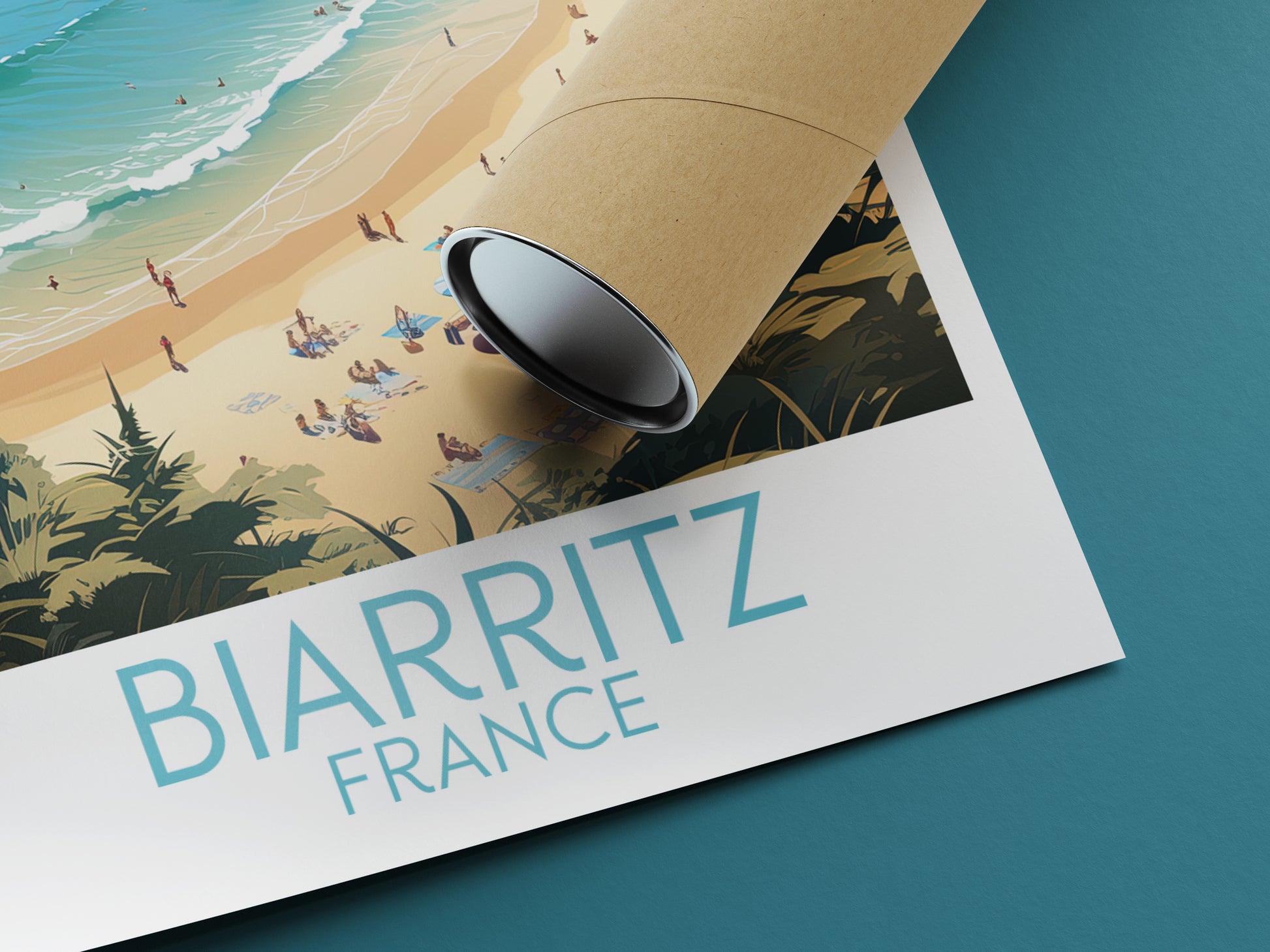 biarritz travel poster rolled france