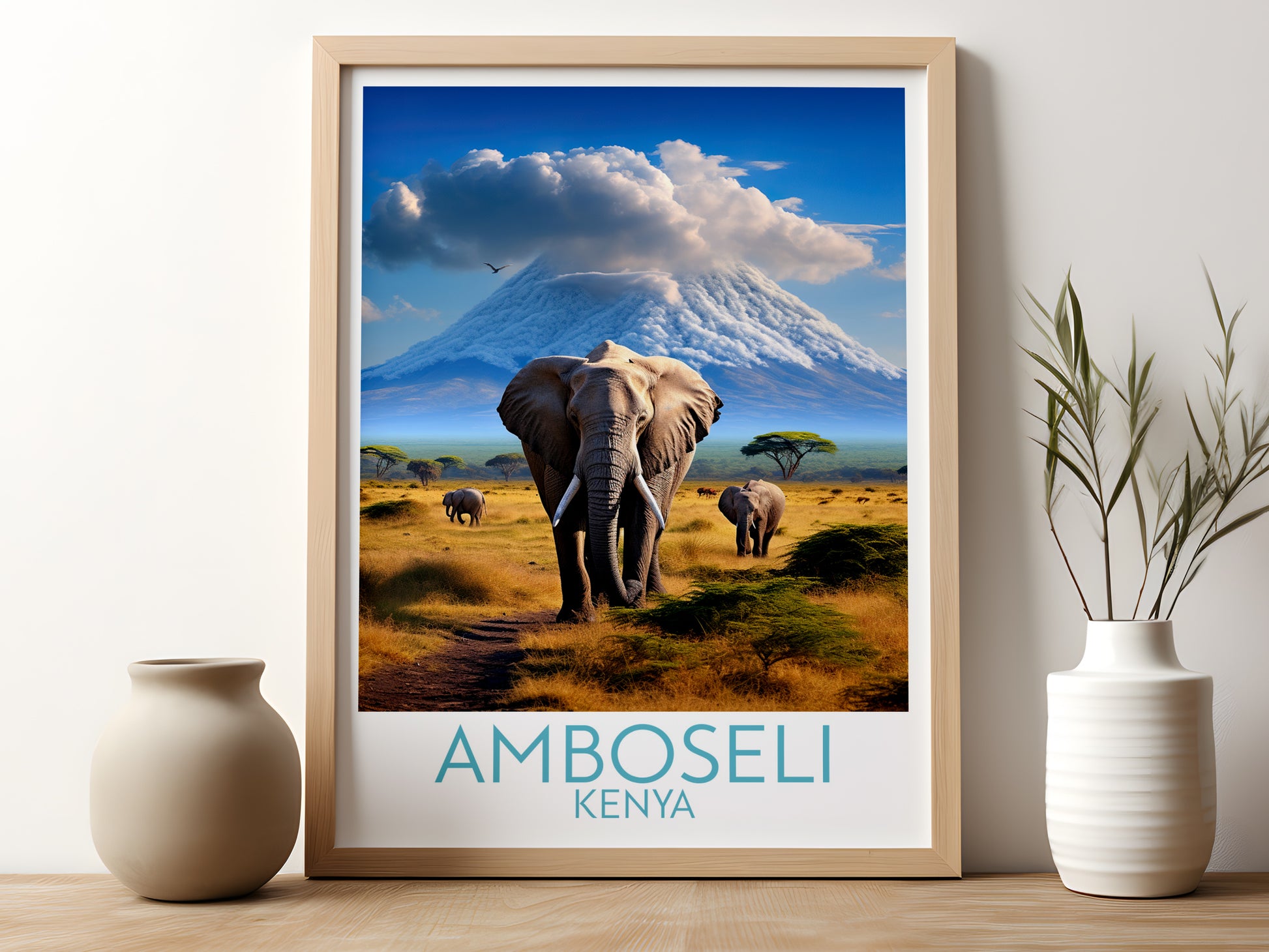 amboseli travel poster for kitchen kenya