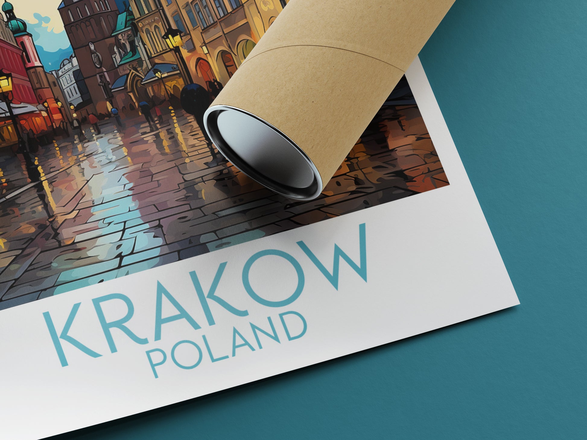 krakow travel poster rolled poland