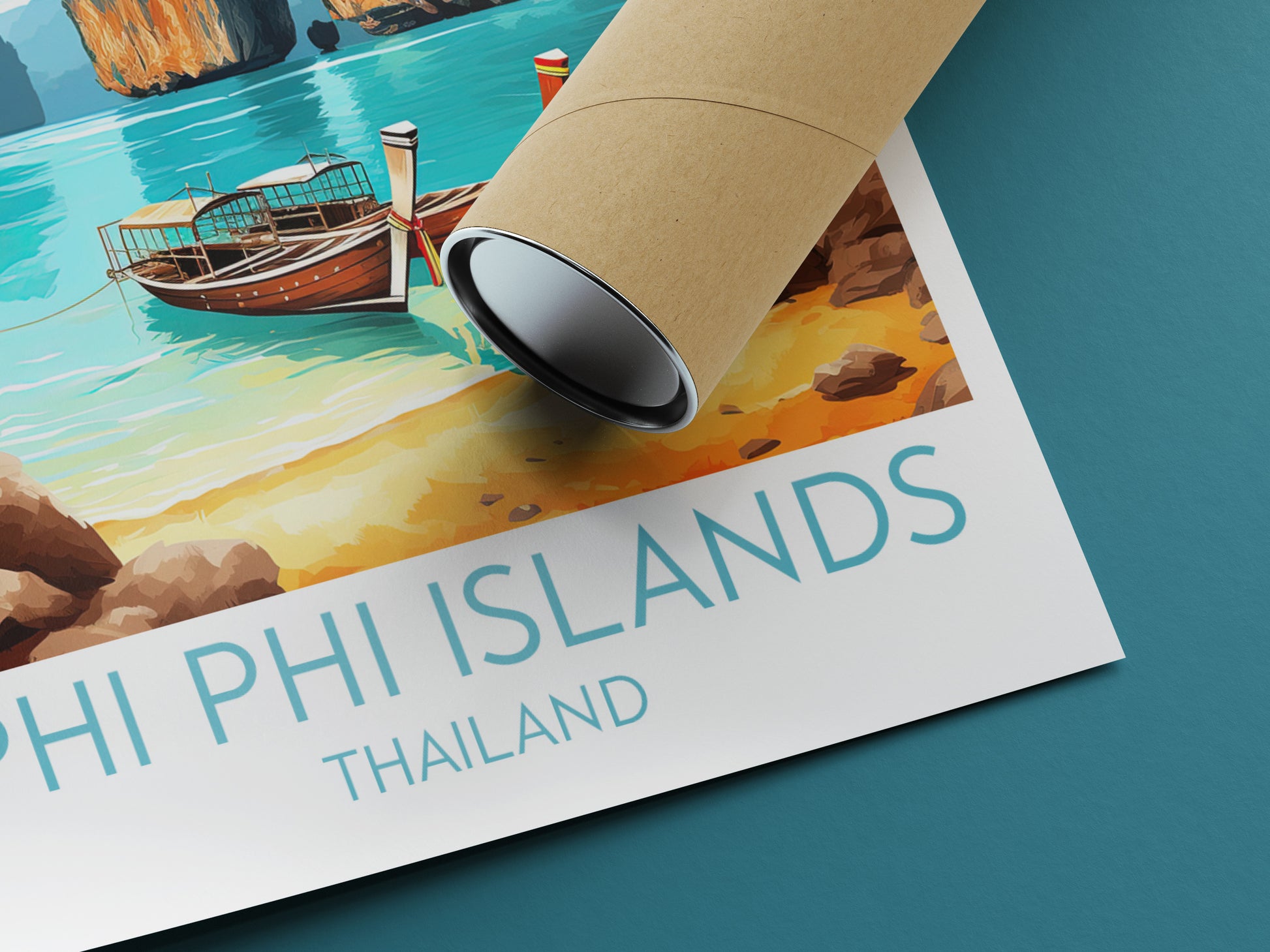 phi phi islands travel poster rolled thailand