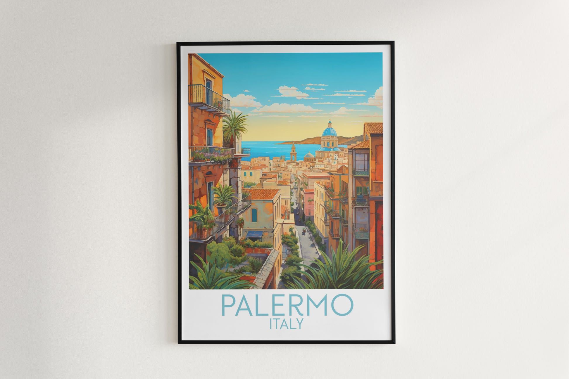 palermo travel poster hanged on the wall italy