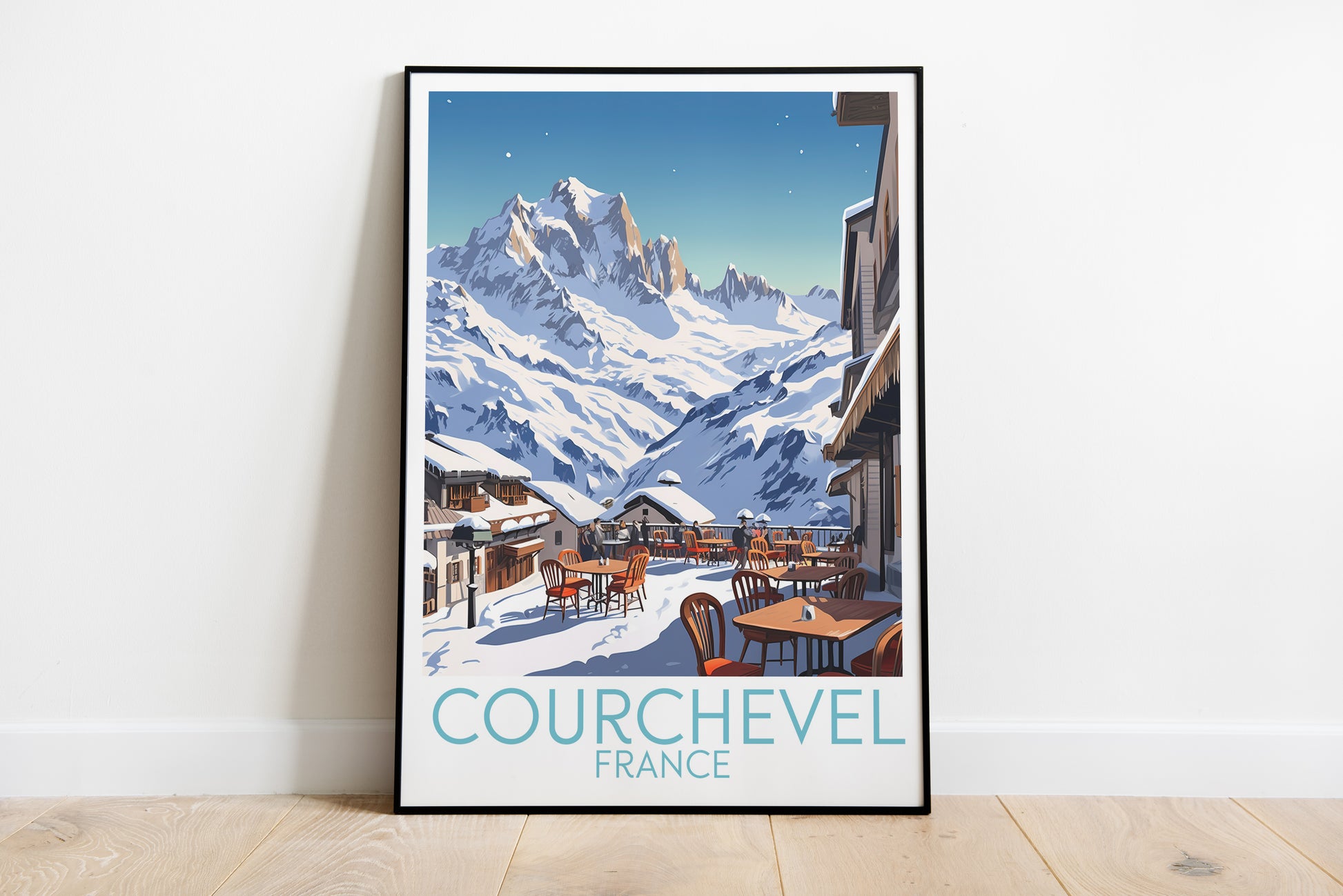 courchevel travel poster on the ground france