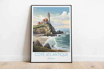 cote atlantique travel poster on the ground france