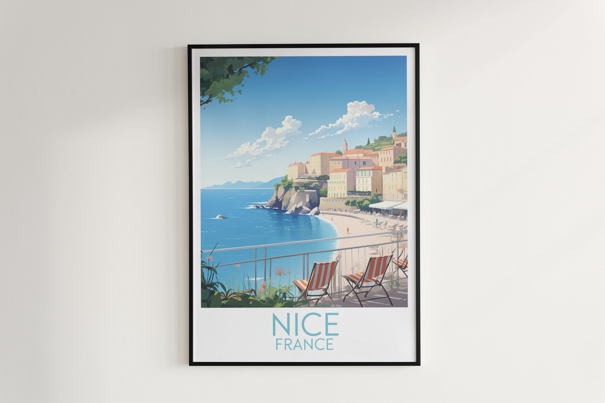 nice travel poster hanged on the wall france