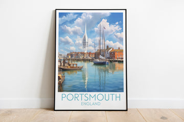 portsmouth travel poster on the ground england