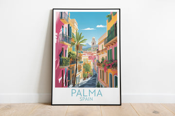 palma travel poster on the ground spain