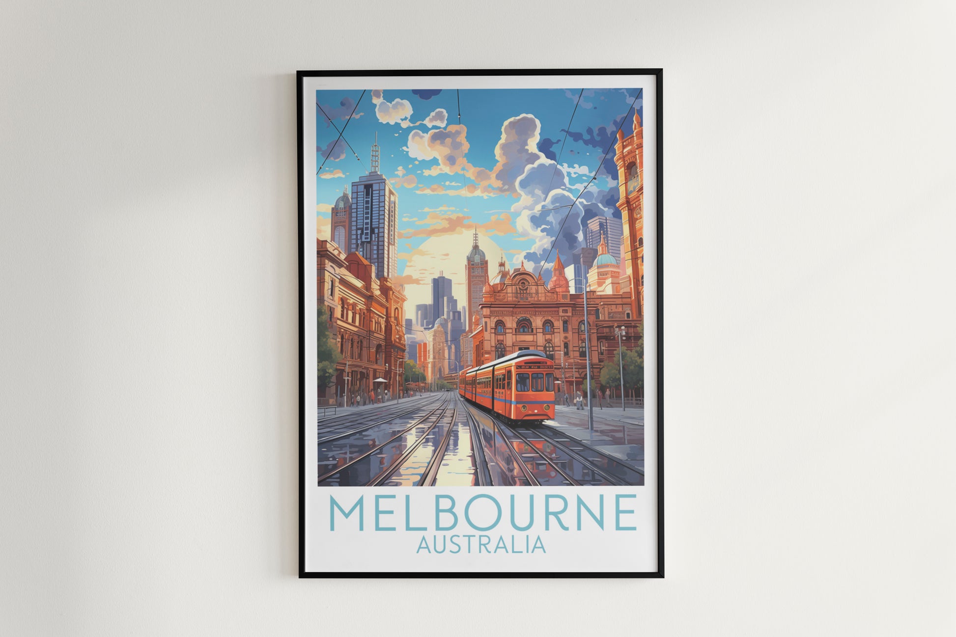 melbourne travel poster hanged on the wall australia