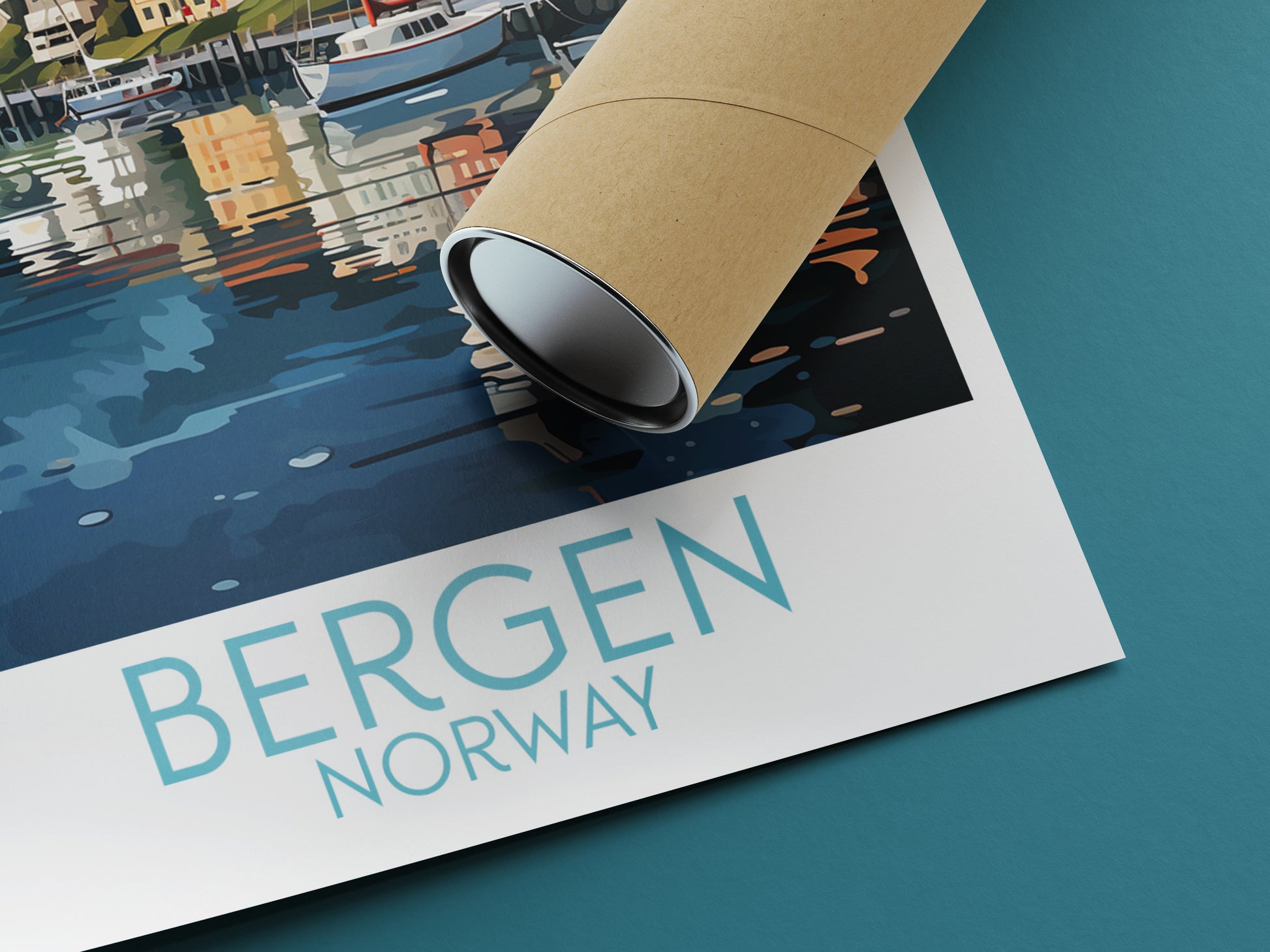 bergen travel poster rolled norway