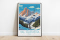 val gardena travel poster on the ground italy