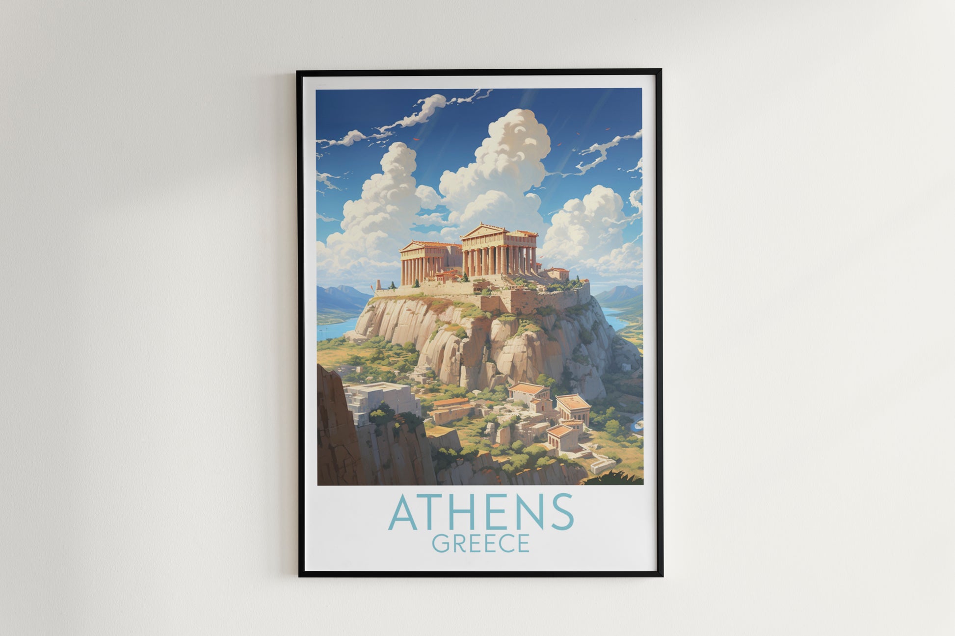 athens travel poster hanged on the wall greece