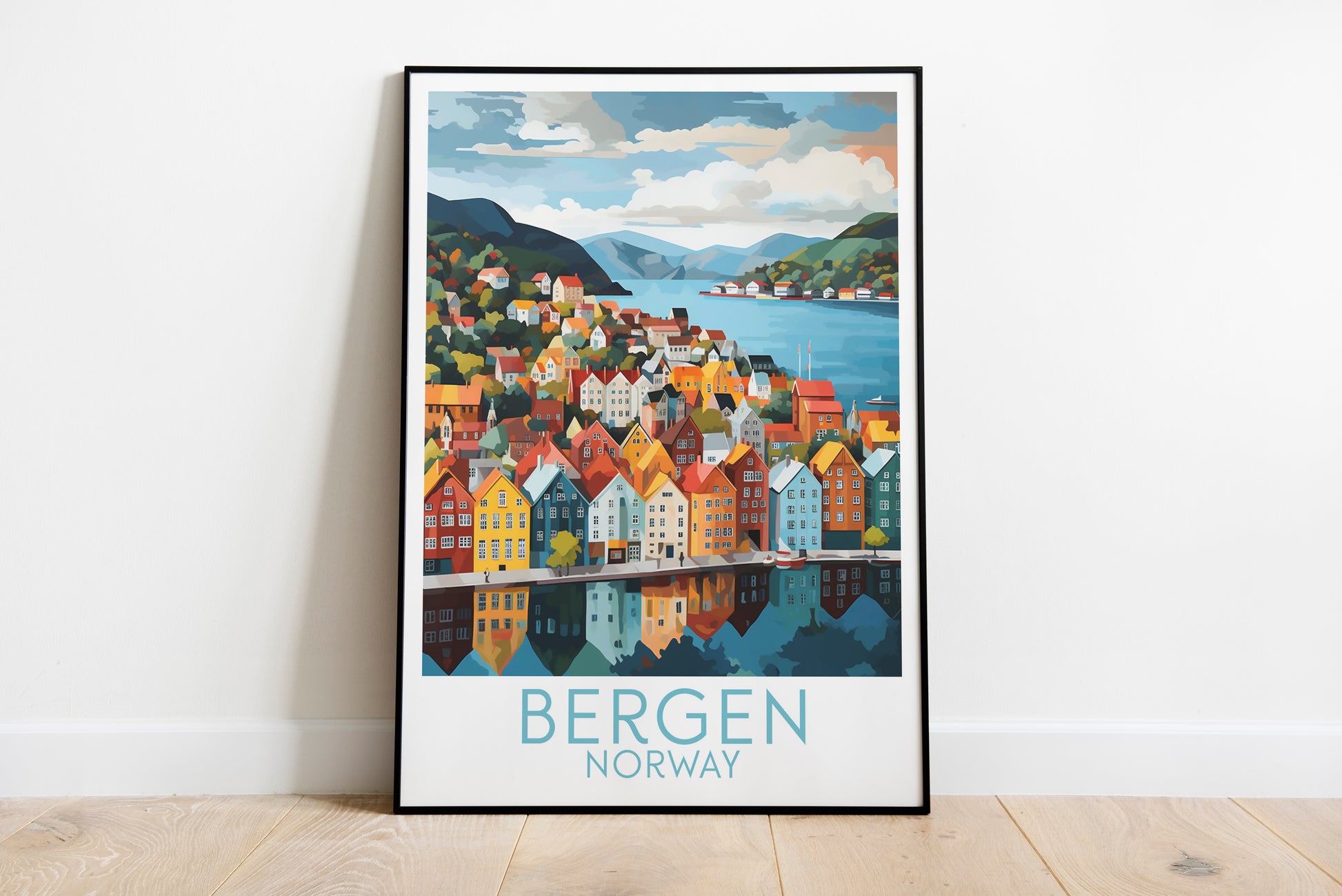 bergen travel poster on the ground norway